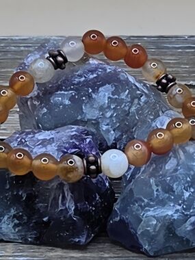 Carnelian, Citrine and Copper Beaded Bracelet